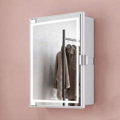 Plantex LED Mirror Cabinet for Bathroom/ABS Storage Cabinet/Mirror Cabinet for Wall/Mirror with Storage for Bathroom - 18x14 Inch (CAB-118, White)-1