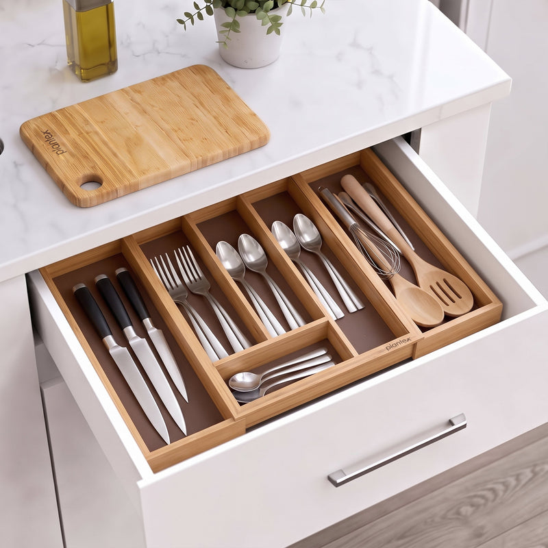 Plantex Cutlery Tray for Kitchen/Adjustable Cutlery Tray with Choping Board-1