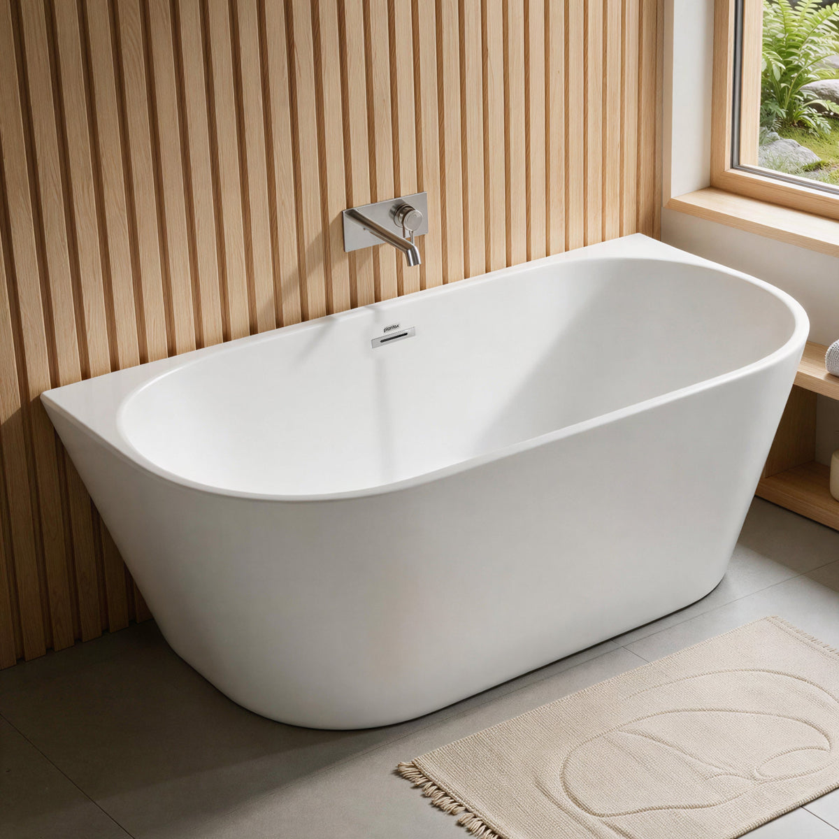 Plantex Bathtub for Bathroom/Freestanding Bath tub for Adults/Deep Soaker Bathtub with Overflow, Popup and Drain Pipe (BSM-207A-White-1700mm)-1