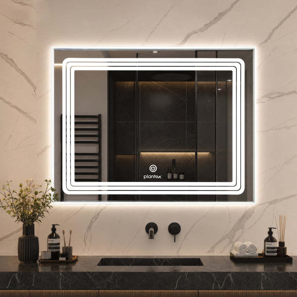 Plantex Glass LED Mirror for Bedroom/Wall with 3 Lighting Option/Smart Mirror for Living Room/Bedroom/Dressing Room - Rectangle Shape (18 X 24 Inch)-1