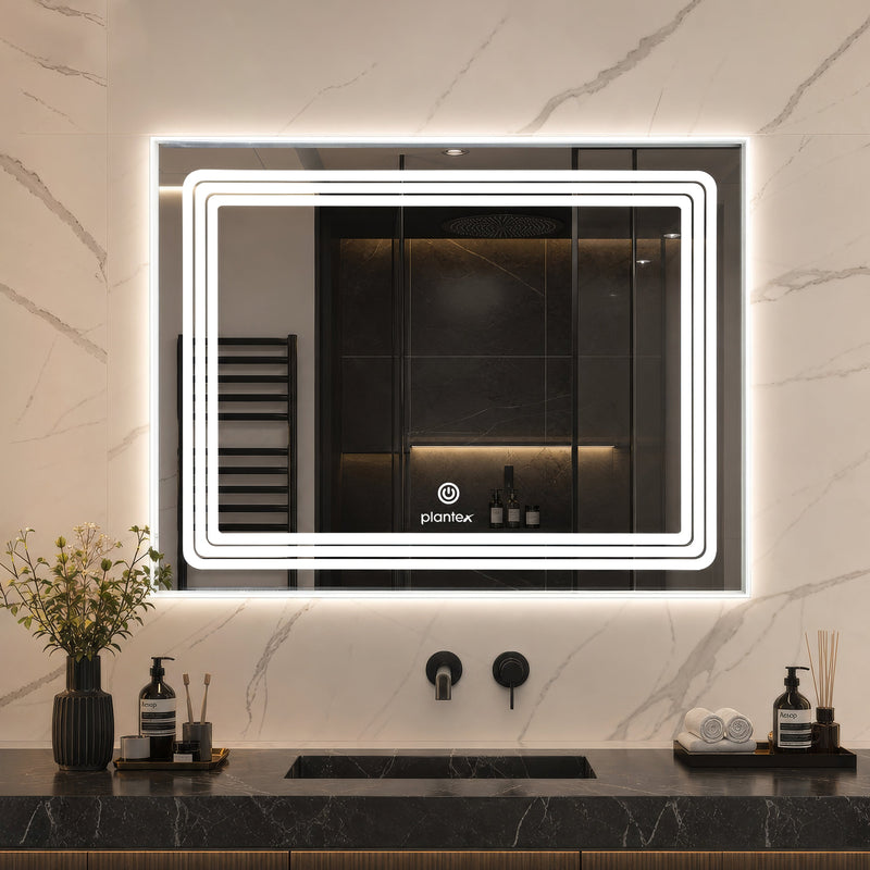 Plantex Glass LED Mirror for Bedroom/Wall with 3 Lighting Option/Smart Mirror for Living Room/Bedroom/Dressing Room - Rectangle Shape (18 X 24 Inch)-1
