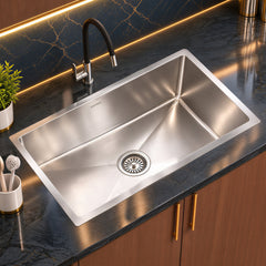Plantex Guranteed 304 Grade Stainless Steel Kitchen Sink/Sink For Kitchen with 7 Years of Warranty by Plantex/Single Bowl Sink with All Fittings & Drain Rack Included (Silver Matt - 30x18 Inches)-1