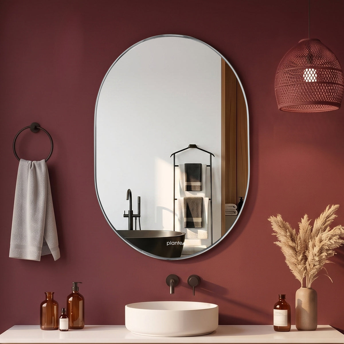 Plantex Glass Frameless Capsule Oval Mirror for Wall/Mirror with Beveled Smooth Edges for Bathroom/Dressing Room/Living Room/Bedroom/Entryway - (18x12 Inch), Clear-1