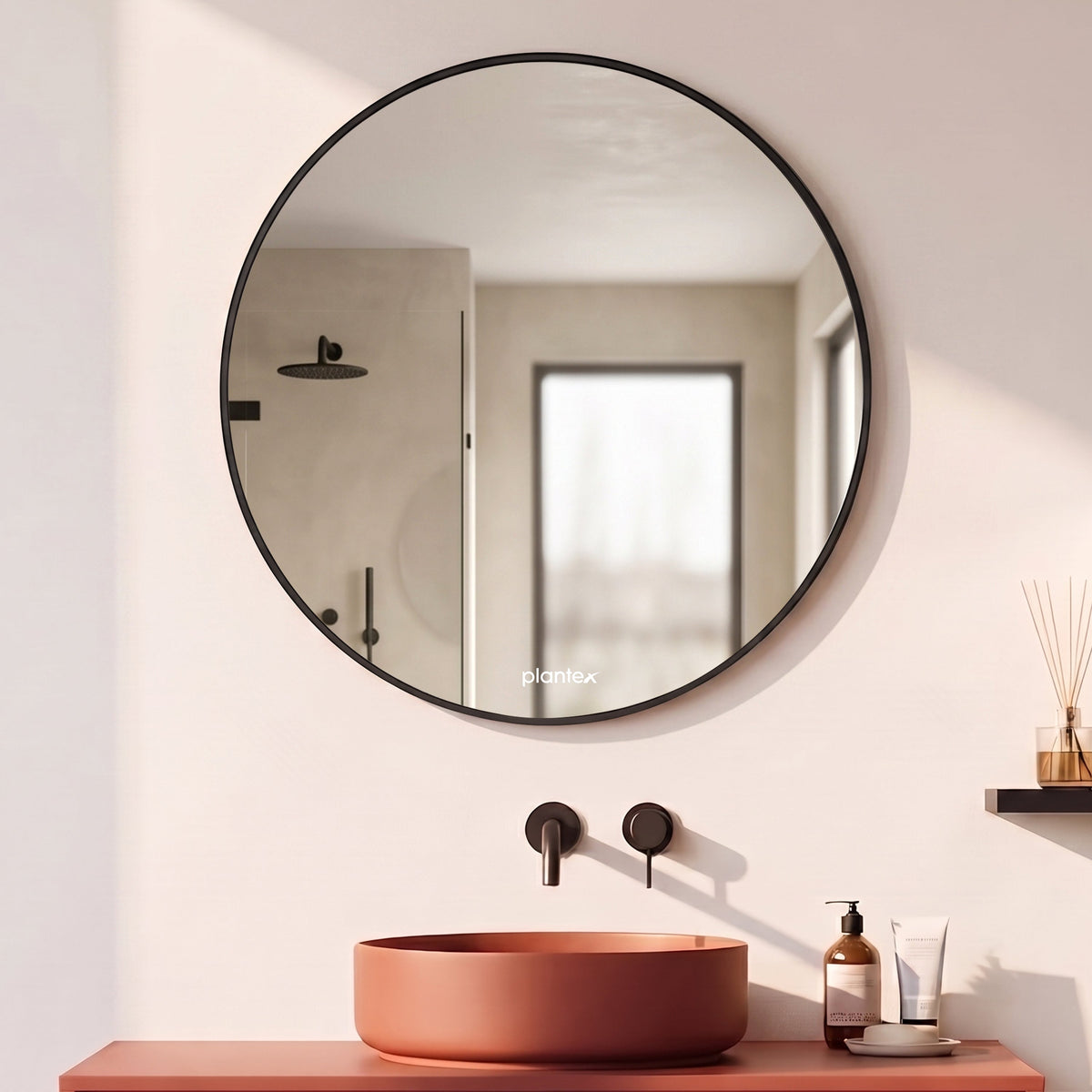 Plantex Aluminium Frame Mirror for Wall/Round Wall Mount Mirror for Bedroom/Dressing Room/Living Room/Entryway - (Dia- 20in - Black)-1