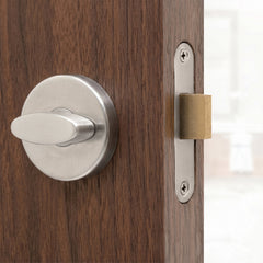 Plantex Bathroom Indicator with Lock/Stainless Steel Red and Green Indicator Keyless Door Lock/Round Toilet Partition Door Lock - Pack of 1 (Matt)-1