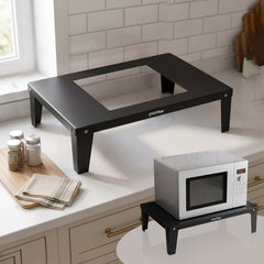 Plantex Metal Oven Stand/Microwave Stand for Kitchen Platform/Easy to Screw-Fit & Assemble OTG Rack/Kitchen Storage Shelf Metal (Black)-1