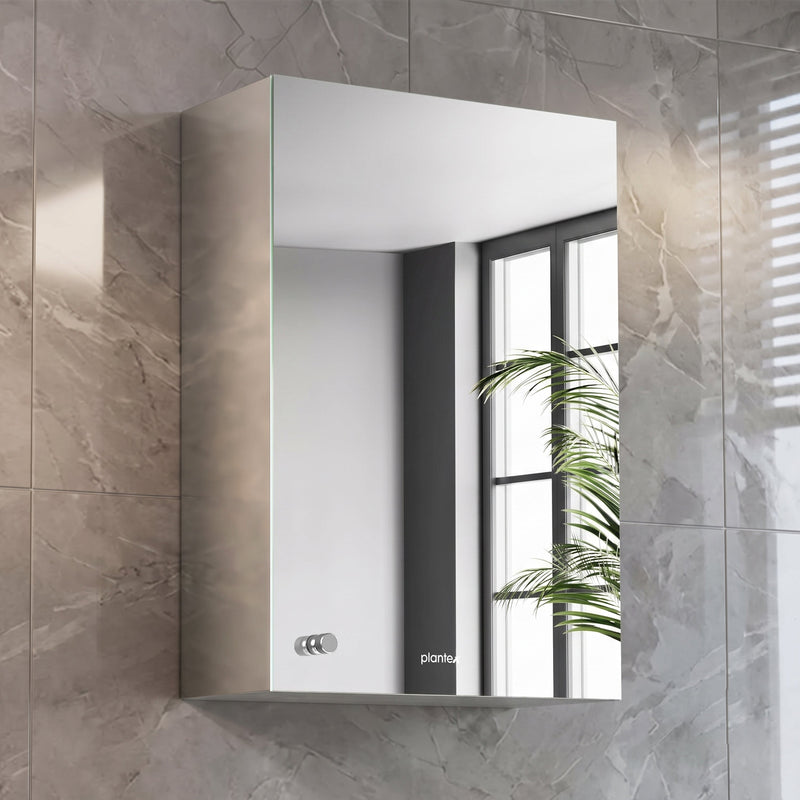 Plantex Bathroom Mirror Cabinet/304 Stainless Steel Bathroom Cabinet with Mirror/Bathroom Storage Cabinet/Wall Mounted Mirror Bathroom Cabinet (12x18 Inch-Chrome)-1