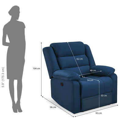 Nilkamal Sierra 1 Seater Electric Recliner Sofa (Blue)