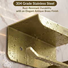 Plantex Toilet Paper Holder for Bathroom/304 Grade Stainless Steel Tissue Paper Roll Holder with Mobile Stand/Bathroom Accessories - Pack of 1 (Brass Antique)-3