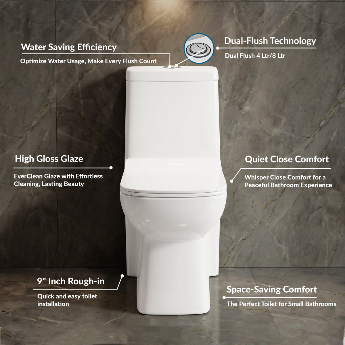 Plantex Platinum Ceramic Commode Toilet/S Trap One Piece Western Toilet/Rim Washdown Flush Commode with Soft Close Toilet Seat Cover (White, Ultra)-3