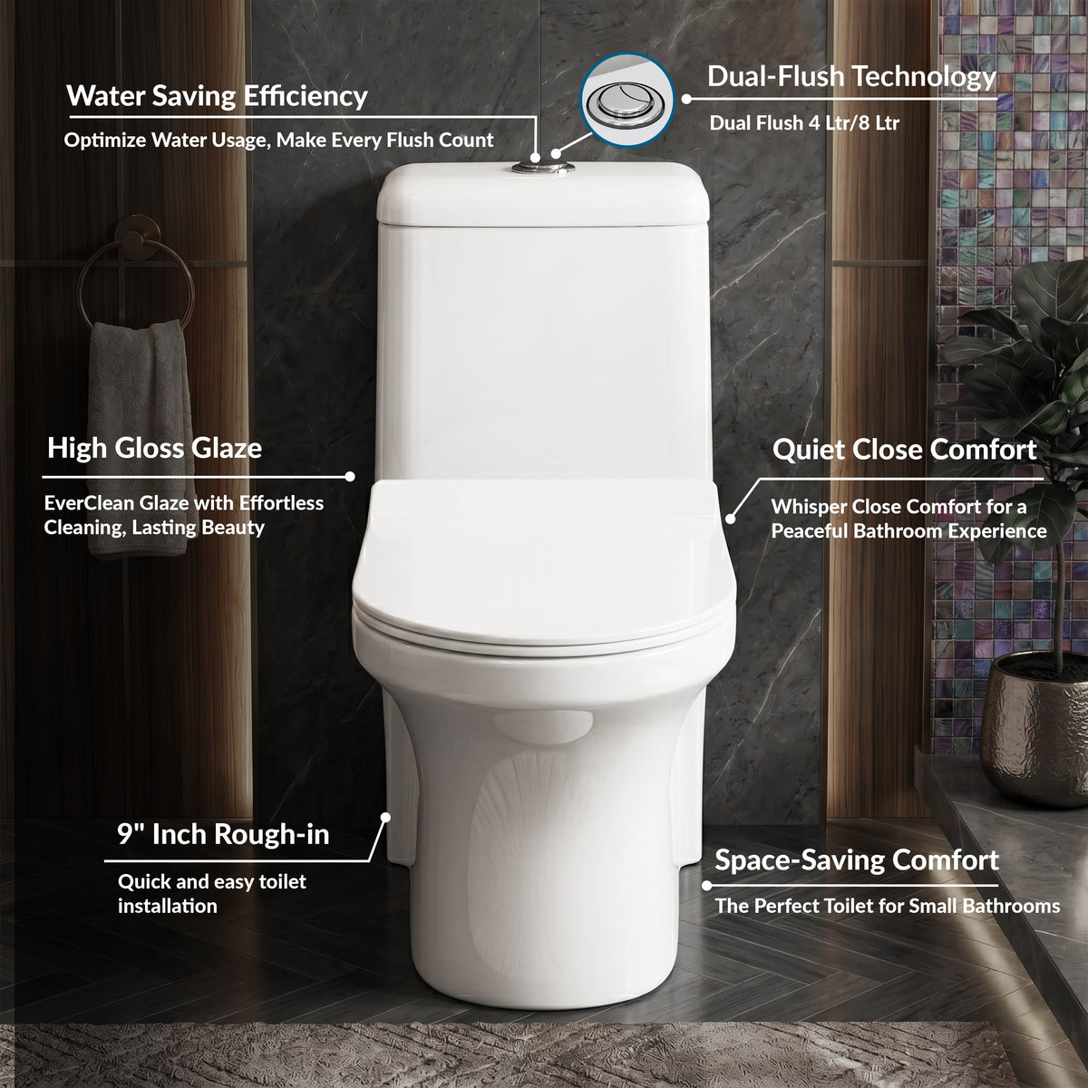 Plantex Siphonic Flush System Ceramic Commode/S Trap Western Toilet with Siphonic Vacuum Flush/One Piece Western Commode With Soft Close Toilet Seat (White - Ukrain)-4