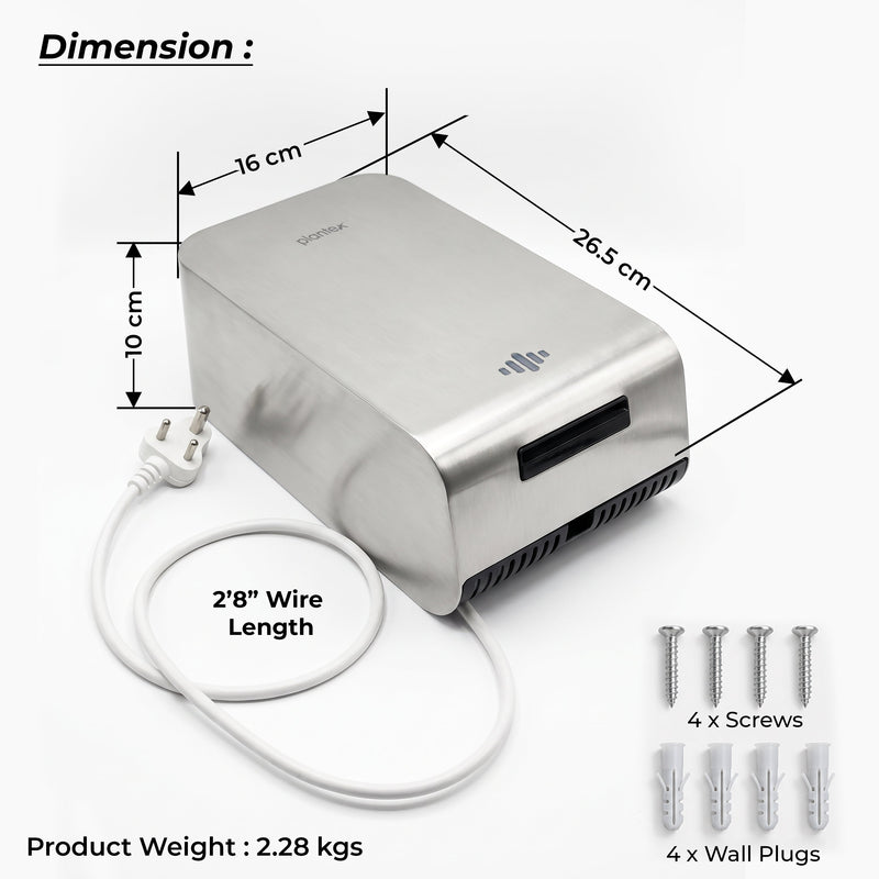 Plantex Automatic Hand Dryer 1000W/304 Stainless Steel Touchless Hand Dryer-2