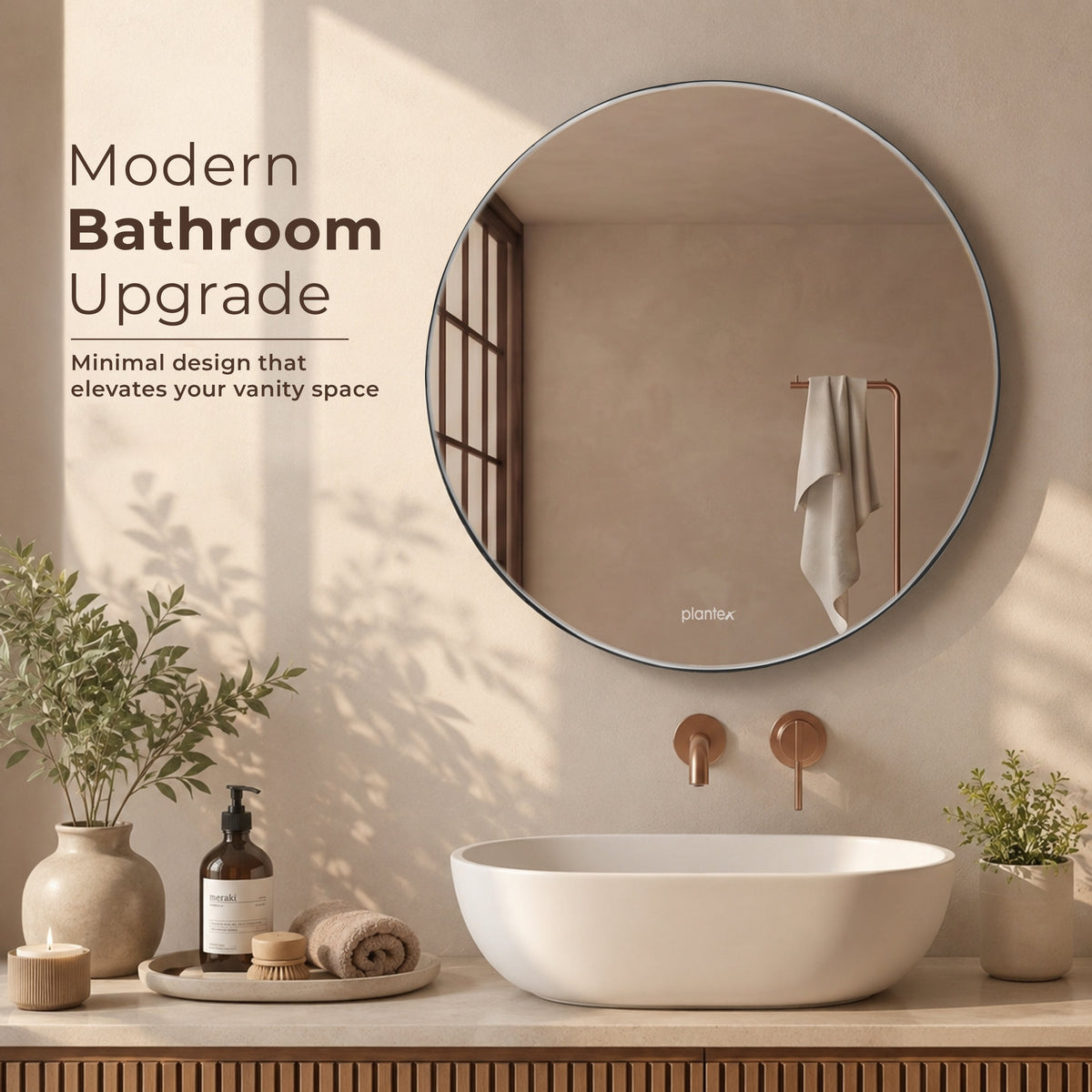 Plantex Frameless Round Mirror with Beveled Smooth Edges/Wall Mirror for Bathroom/Dressing Room/Living Room/Bedroom/Entryway (24 Inch)-4