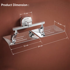 Plantex 304 Grade Stainless Steel Double Soap Dish/Soap Case/Soap Holder/Soap Stand for Bathroom Accessories - Maxx (Chrome)-2