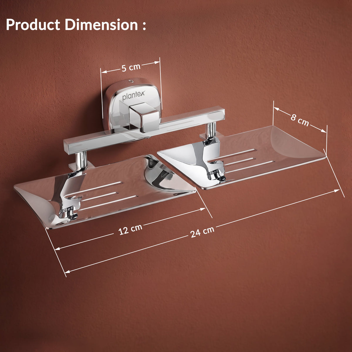 Plantex 304 Grade Stainless Steel Double Soap Dish/Soap Case/Soap Holder/Soap Stand for Bathroom Accessories - Maxx (Chrome)-2
