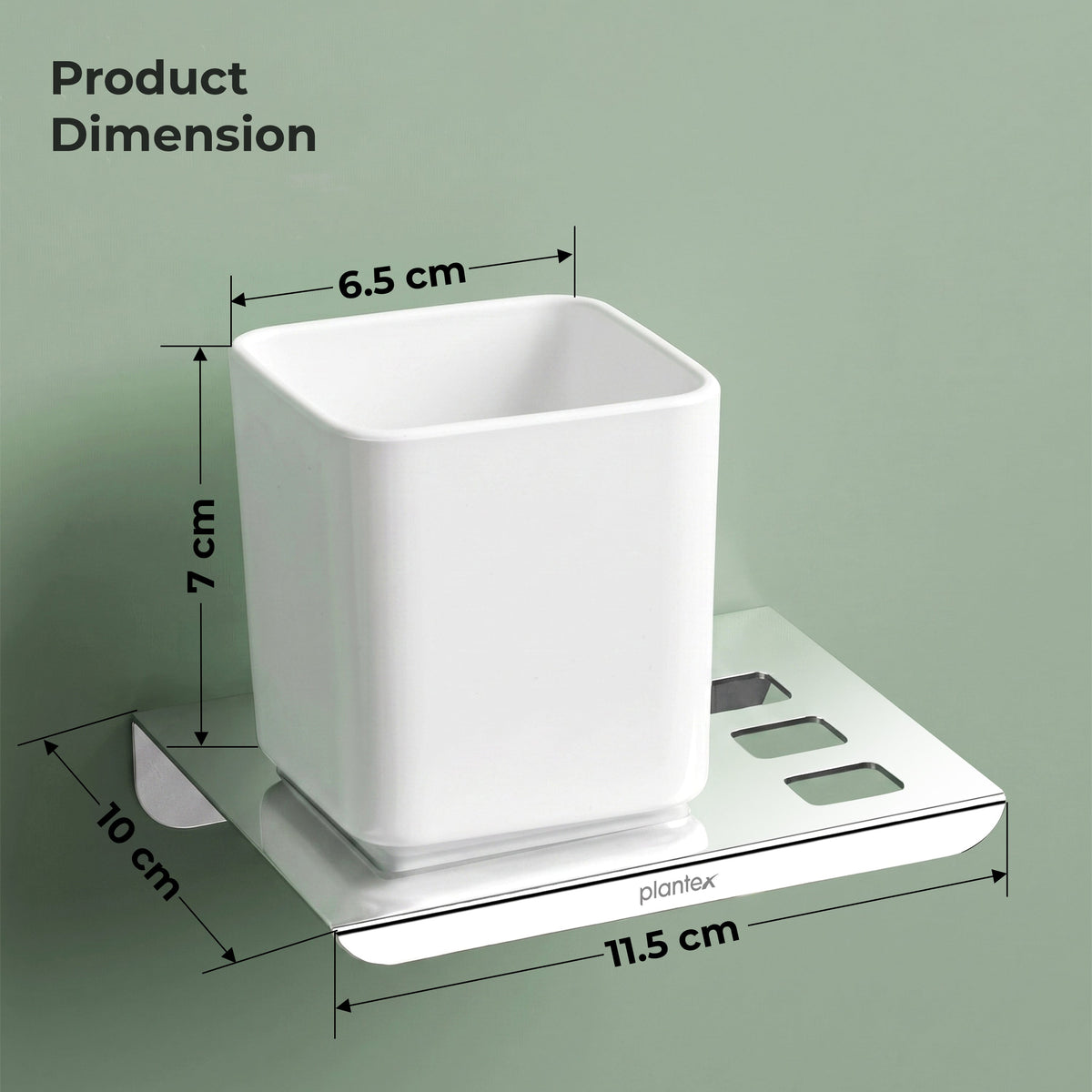Plantex Stainless Steel with ABS Material Tumbler Holder/Tooth Brush Holder/Organizer/Bathroom Accessories - Wall Mount-2