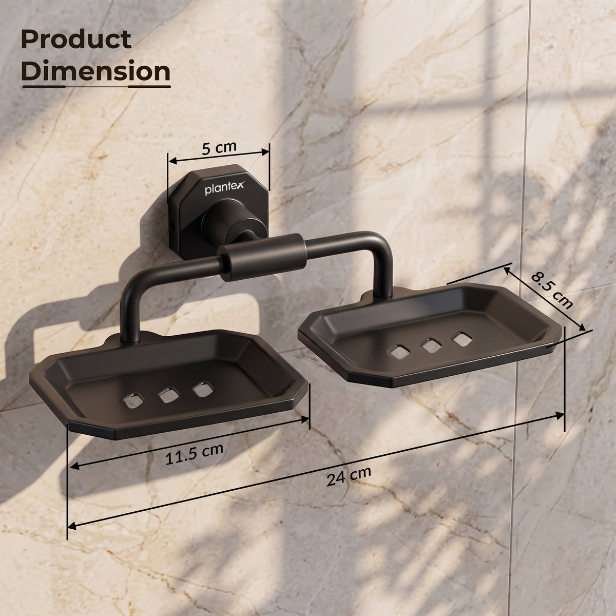 Plantex 304 Grade Stainless Steel Soap Holder for Bathroom/Double Soap Dish/Soap Stand for Kitchen Sink/Bathroom Accessories- Nipron (Black)