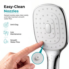 Plantex ABS Hand Shower for Bath/Self Cleaning Hand Shower/Rectangle Shower Head for Home & Hotel/Handheld Shower Without Hose Pipe - (Chrome, H326)-3