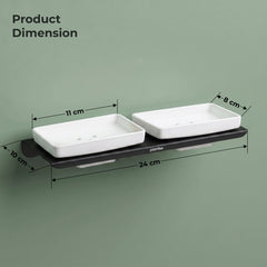 Plantex Stainless Steel with ABS Material Double Soap Dish/Soap Holder/Wall Mounted Soap Holder for Bathroom Accessories - Matt Black-2