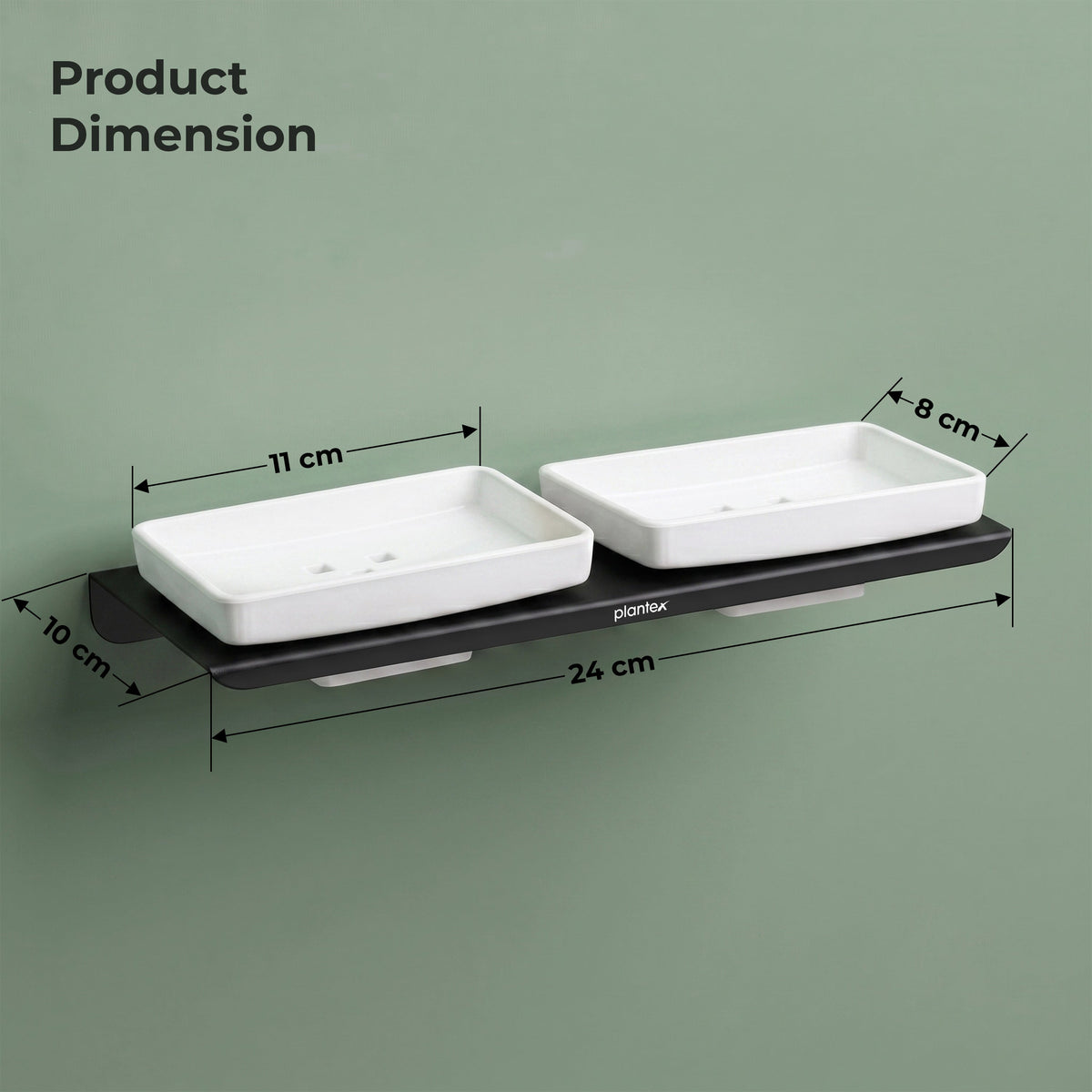 Plantex Stainless Steel with ABS Material Double Soap Dish/Soap Holder/Wall Mounted Soap Holder for Bathroom Accessories - Matt Black-2