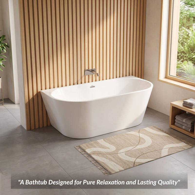Plantex Bathtub for Bathroom/Freestanding Bath tub for Adults/Deep Soaker Bathtub with Overflow, Popup and Drain Pipe (BSM-207A-White-1700mm)-3