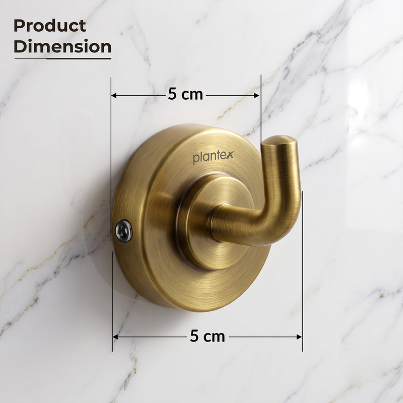 Plantex 304 Grade Stainless Steel Robe Hook/Cloth-Towel Hanger/Napkin Hanger/Bathroom Accessories - Daizy (Antique)-2