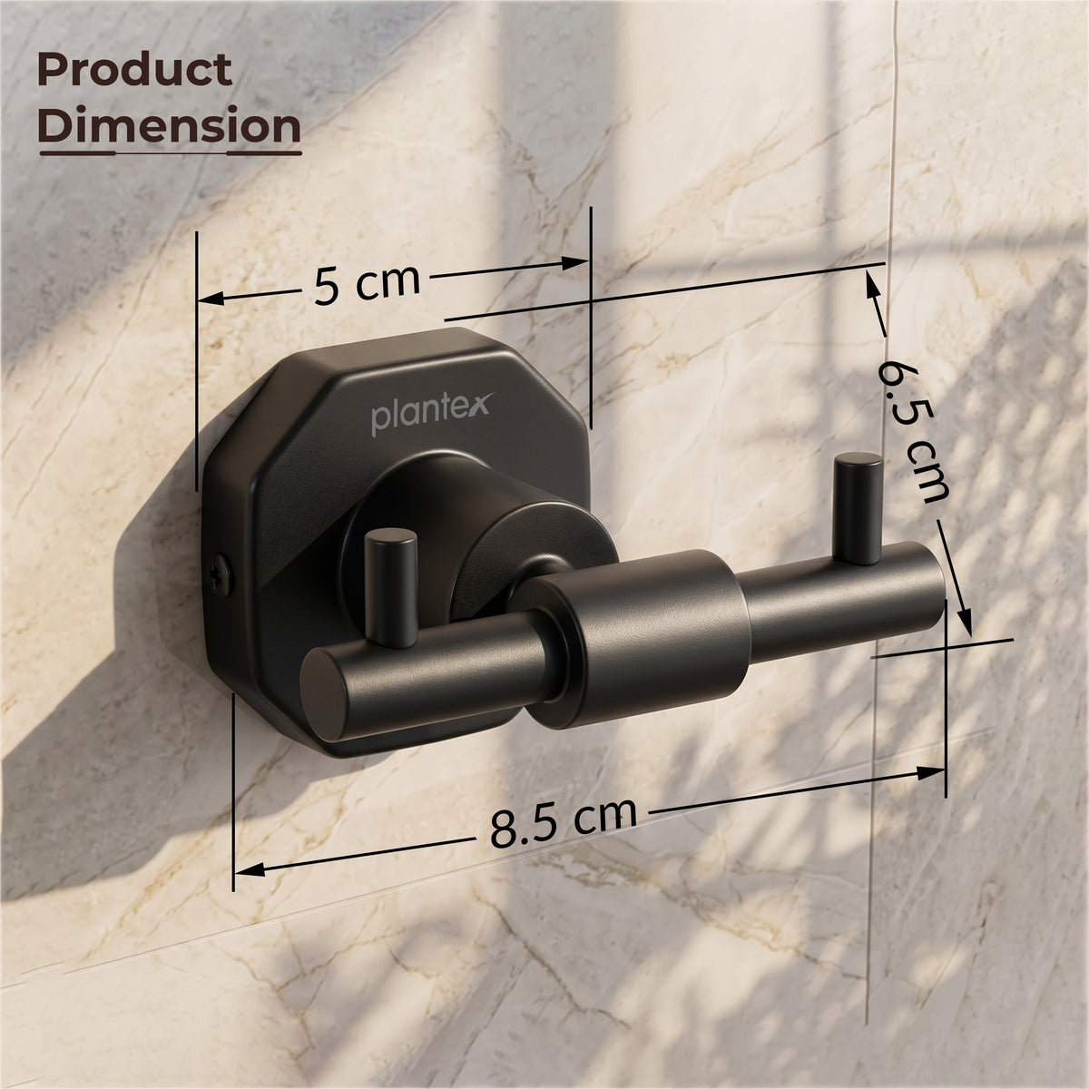 Plantex 304 Grade Stainless Steel Robe Hook/Cloth Holder/Towel Hanger/Bathroom Accessories - Nipron (Black)-2