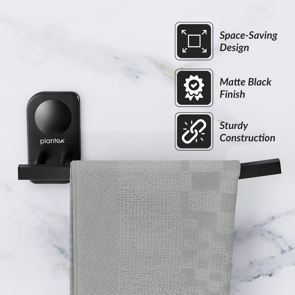Plantex Stainless Steel Napkin Hanger for Washbasin/Napkin Holder for Bathroom/Towel Ring/Bathroom Accessories - Pack of 1 (Black)-6