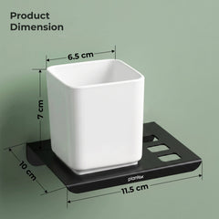 Plantex Stainless Steel with ABS Material Tumbler Holder/Tooth Brush Holder/Organizer/Bathroom Accessories - (Matt Black)-2