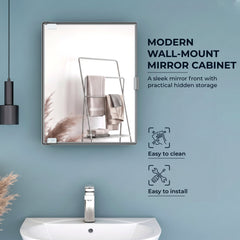 Plantex Bathroom Cabinet with Mirror/ABS Bathroom Storage Cabinet/Mirror Cabinet for Wall/Mirror with Storage for Bathroom - 18x14 Inch (CAB-117, Grey)-4
