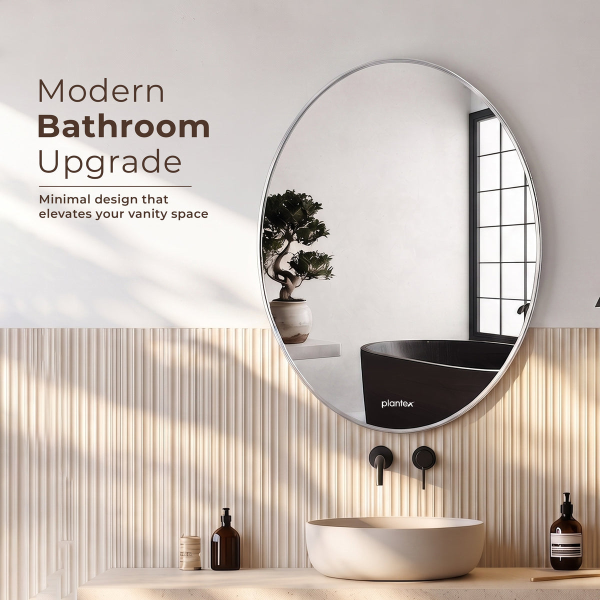 Plantex Unframed Unframed Oval Mirror for Wall/Mirror with Beveled Smooth Edges/Mirror for Bathroom/Dressing Room/Living Room/Bedroom/Entryway - (15 X 18 Inch), Clear-3