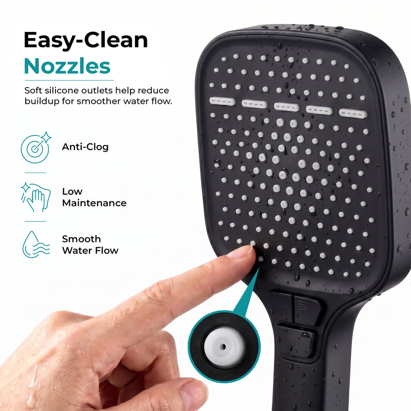 Plantex Hand Shower for Bath/3 Mode Multifunctional Shower/5-Inch ABS Plastic Silicone Handheld Shower/Easy Mode Switching (Black, APS-609)-3