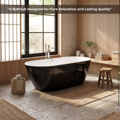 Plantex Bathtub For Bathroom/Freestanding Bath tub for Adults/Deep Soaker Bathtub with Overflow, Popup and Drain Pipe (BSM-203-Black & White-1700mm)-3