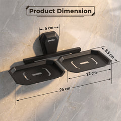Plantex Double Soap Dish for Bathroom/304 Grade Stainless Steel Dual Soap Holder/Soap Case/Soap Stand/Bathroom Accessories - Pack of 1 (PMB-2408, Z-Black)-2