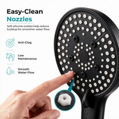 Plantex Hand Shower for Bathroom/5 Mode Multifunctional Shower/5-Inch ABS Plastic Silicone Handheld Shower Head/Easy Mode Switching (Black, APS-8607)-2