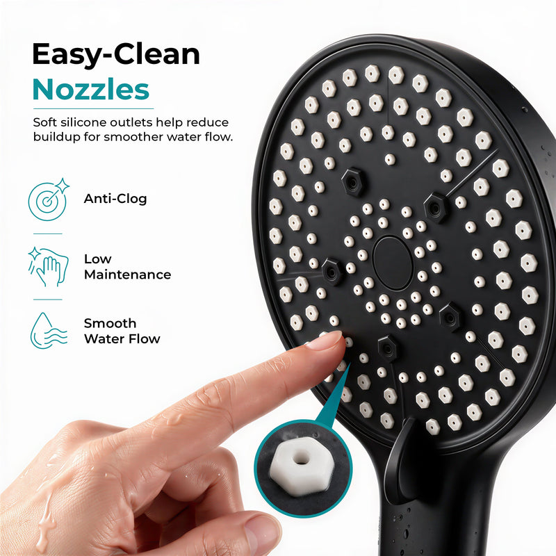Plantex Hand Shower for Bathroom/5 Mode Multifunctional Shower/5-Inch ABS Plastic Silicone Handheld Shower Head/Easy Mode Switching (Black, APS-8607)-2