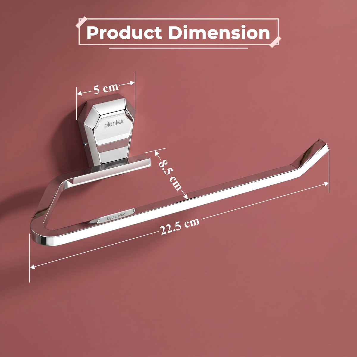 Plantex Towel Holder for Bathroom/304 Grade Stainless Steel Napkin Ring/Towel Hanger/Towel Ring/Bathroom Accessories - Pack of 1 (PM-2404, Chrome)-2