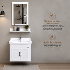Plantex Wash Basin with Cabinet Full Set/Unbrekable Bathroom Vanity & Washbasin Set/Basin Cabinet for Bathroom with Mirror (White)-6
