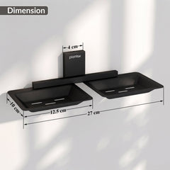 Plantex 304 Grade Stainless Steel Double Soap Stand/Dual Soap Dish/Soap Case/Soap Storage/Wall Mounted Soap Holder/Bathroom Accessories - Crystal (Black)-2