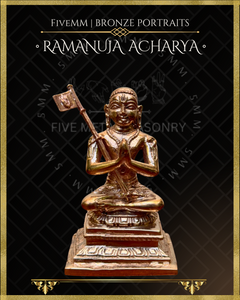 Vaishnava Saints: Ramanujacharya, Nammalvar, Manavalamamuni Panchaloha Bronze Icon Set - 3" - Polished finish