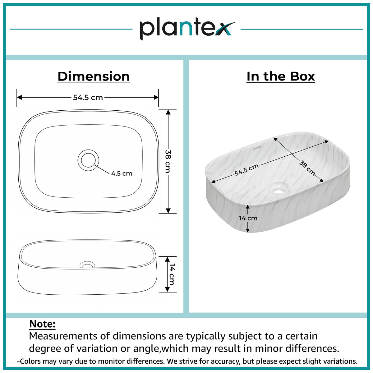 Plantex Wash Basin for Bathroom/Ceramic Table Top Washbasin/Countertop Vessel Sink Basin - (White Marble, 21.5 x 15 x 6 Inch)-2
