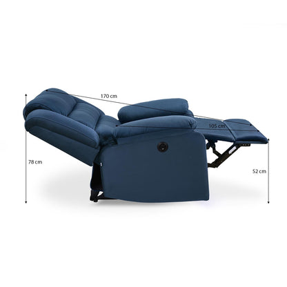Nilkamal Sierra 1 Seater Electric Recliner Sofa (Blue)