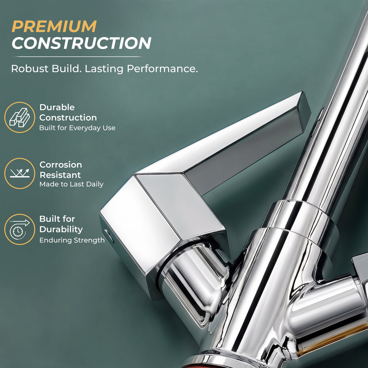 Plantex Sink Tap for Kitchen Basin with Teflon Tape/Kitchen Mixer Tap with 360° Swivel Spout/Hot and Cold Mixer (Celesiya-1240-Chrome)-5