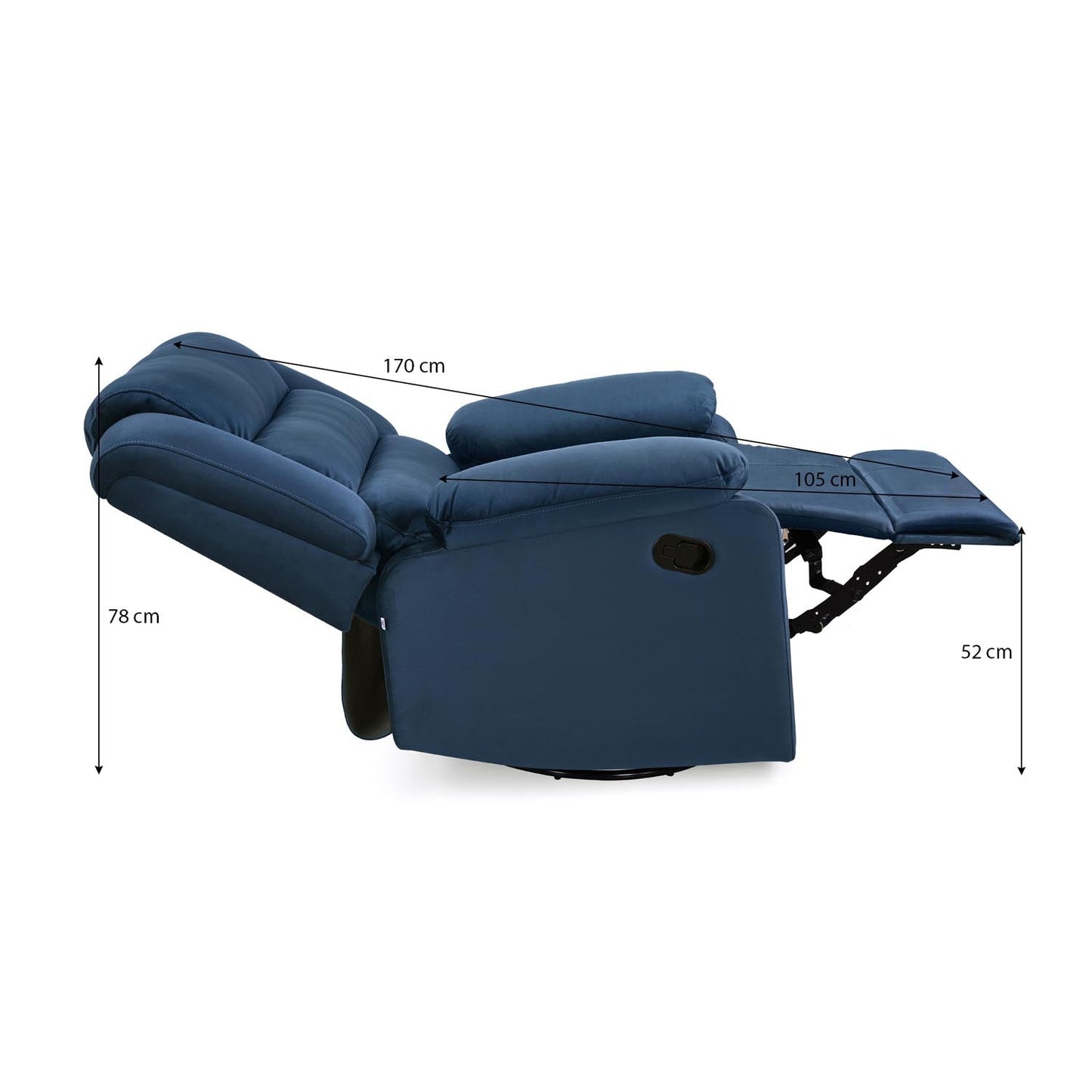 Nilkamal Sierra 1 Seater Rocker & Swivel Recliner Sofa (Blue)