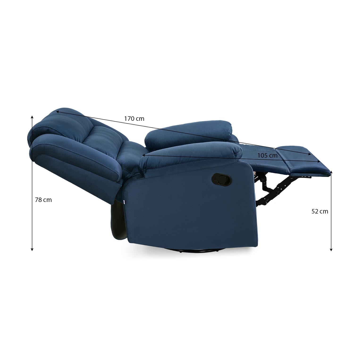 Nilkamal Sierra 1 Seater Rocker & Swivel Recliner Sofa (Blue)