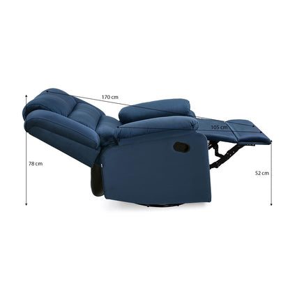 Nilkamal Sierra 1 Seater Rocker & Swivel Recliner Sofa (Blue)