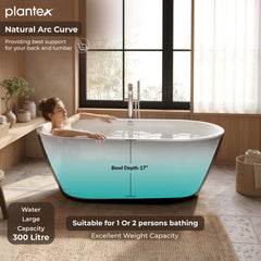 Plantex Bathtub For Bathroom/Freestanding Bath tub for Adults/Deep Soaker Bathtub with Overflow, Popup and Drain Pipe (BSM-203-Black & White-1700mm)-4