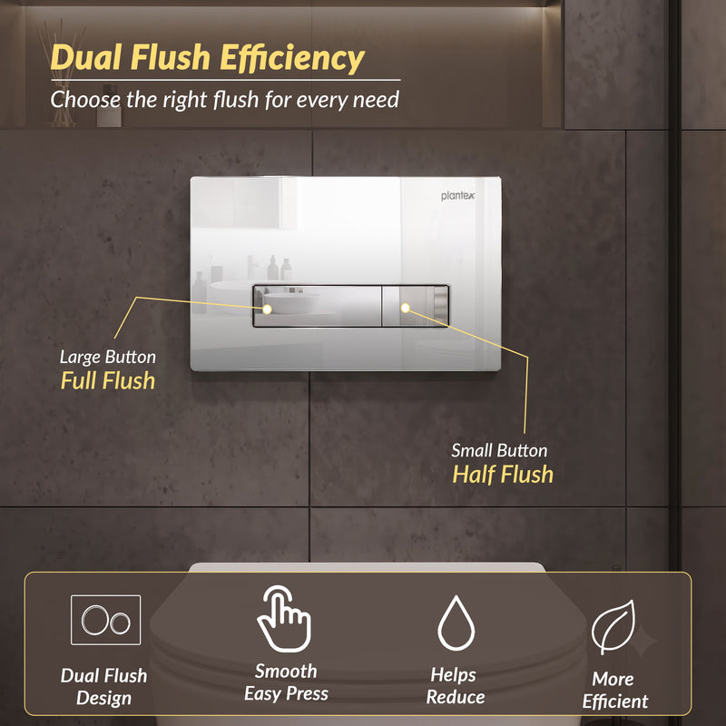 Plantex Push-Plate/Flush Plate for Toilet/Mechanical Dual-Flush Plate/Water Saving Technology - Pack of 1 (4519, Chrome)-4