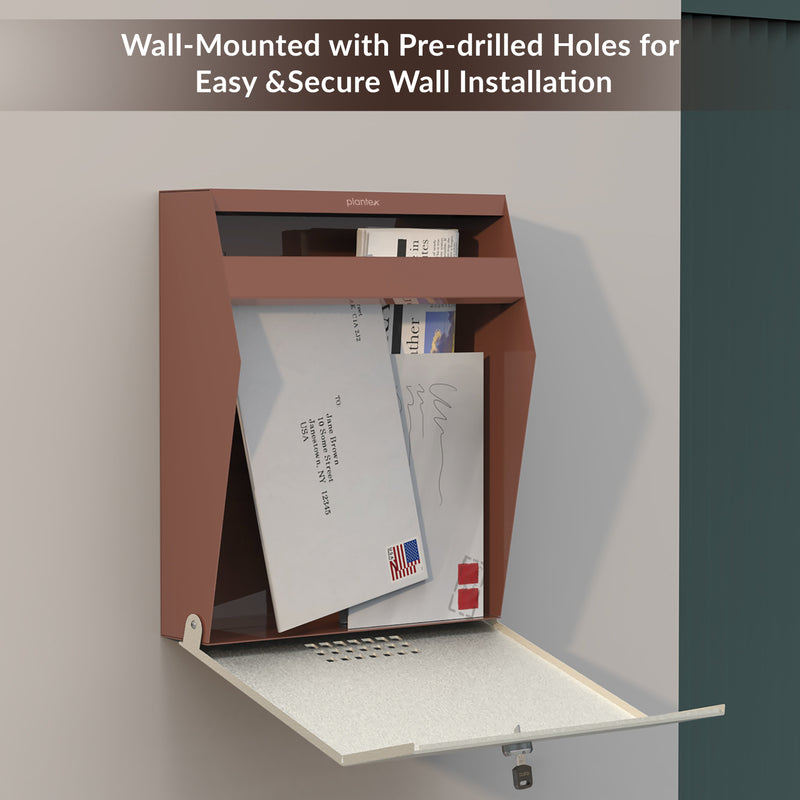 Plantex Letter Box/GI Steel Suggestion Box for Office with Key Lock/Post Box for Gate Home/Complaint Box/Wall Mounted Mail Box - (Orchid & Ivory)-3