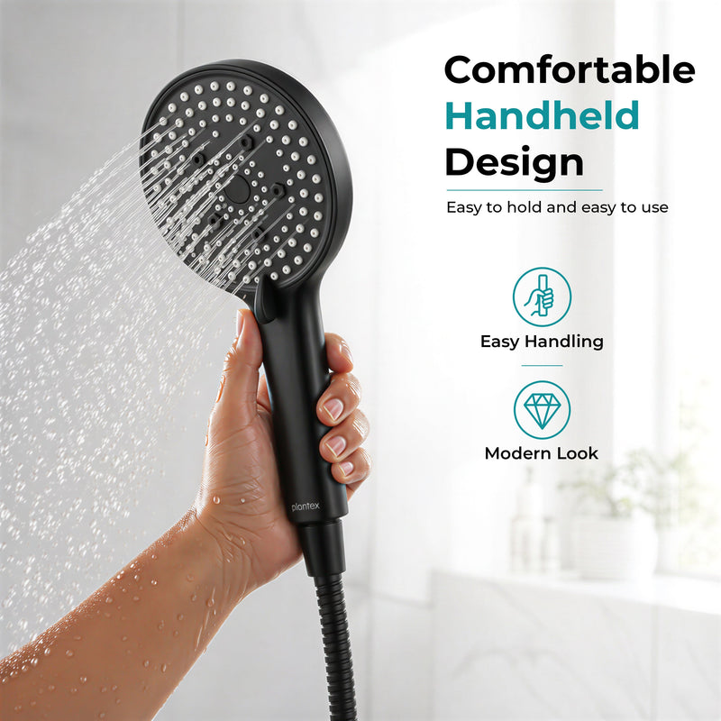 Plantex Hand Shower for Bathroom/5 Mode Multifunctional Shower/5-Inch ABS Plastic Silicone Handheld Shower Head/Easy Mode Switching (Black, APS-8607)-3